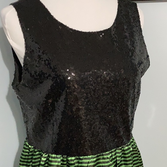 NWT Kersh by ModCloth Black & Green Sequin Striped Formal Cocktail Dress Large - Picture 7 of 15